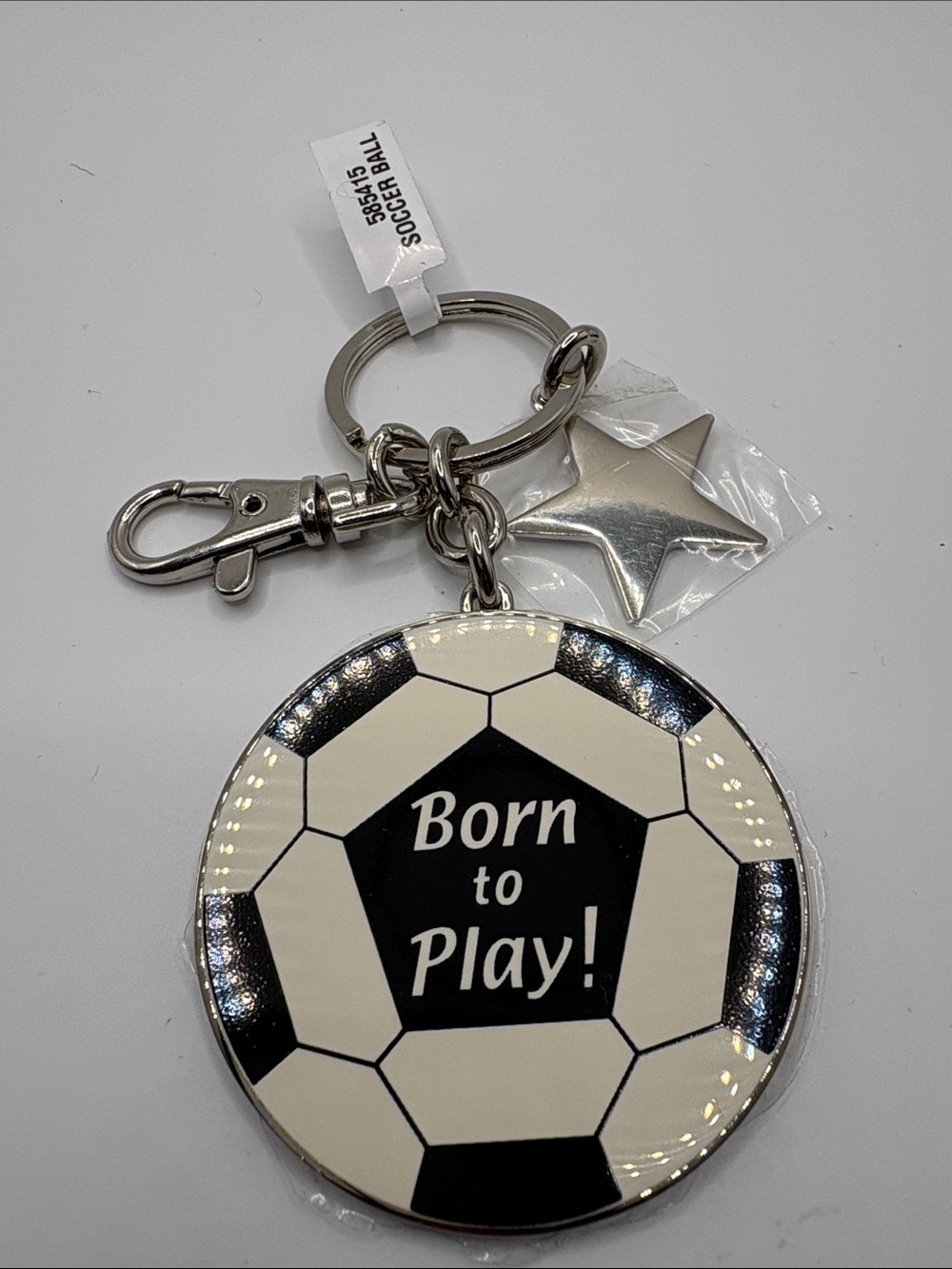 Things Remembered Born to Play! Soccer Ball Keychain - Black & Cream